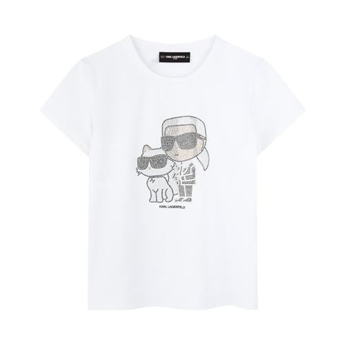 T-shirt KARL LAGERFIELD Bambina-Ragazza Bianco stampa strass – G30489