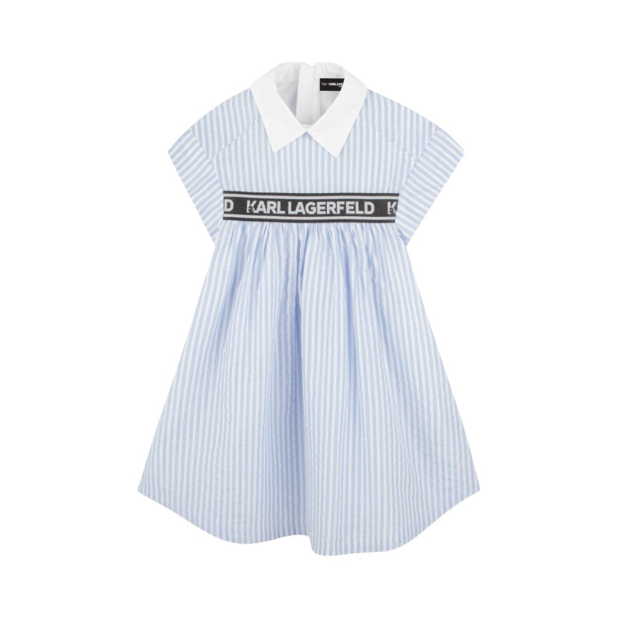 Abito KARL LAGERFELD Bambina-Ragazza Bianco a righe Azzurre – G30496