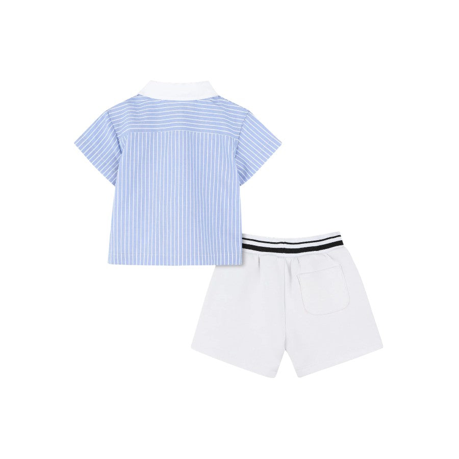 Completo KARL LAGERFELD Bambino Camicia Cielo + Bermuda Bianco – G30507
