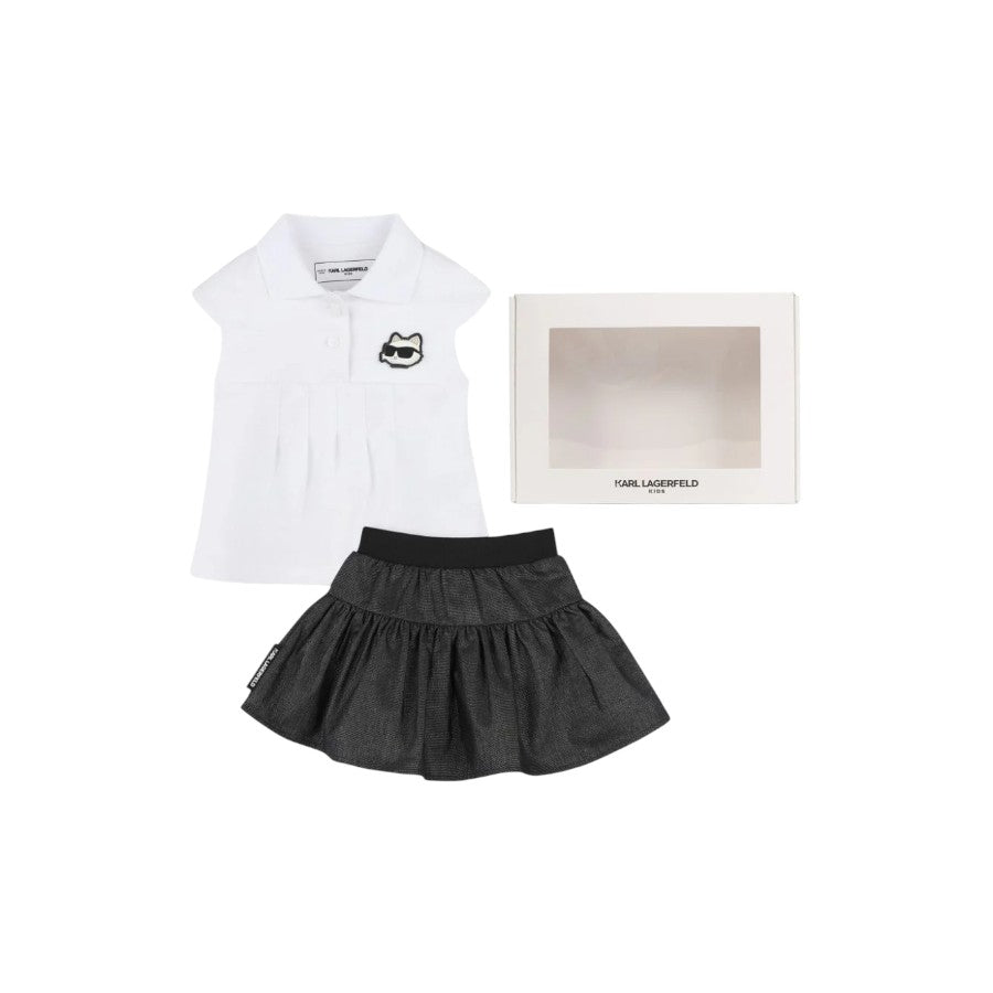 Completo KARL LAGERFELD Bambina Camicia Bianca + Gonna Nera – Z30518