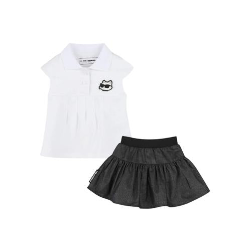 Completo KARL LAGERFELD Bambina Camicia Bianca + Gonna Nera – Z30518