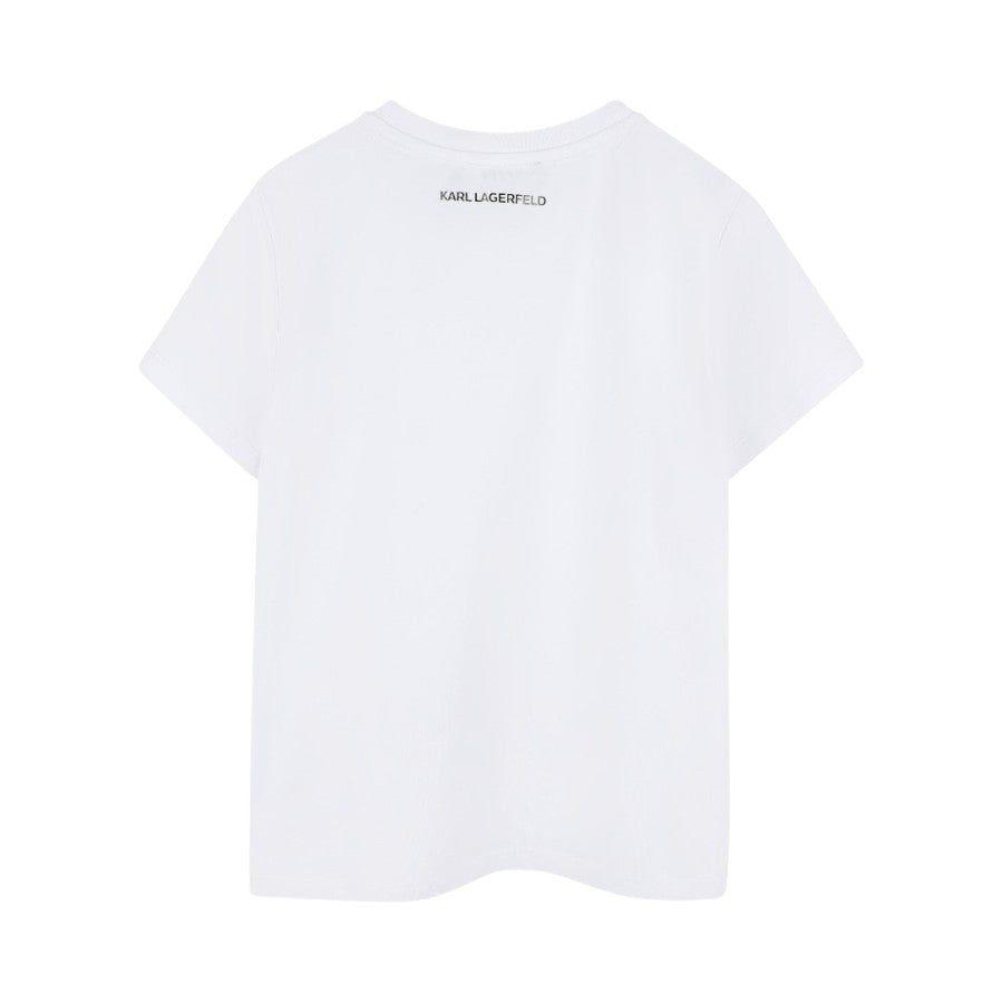 Maxi T-Shirt KARL LAGERFELD Bambina-Ragazza Bianco loghi strass – Z30571