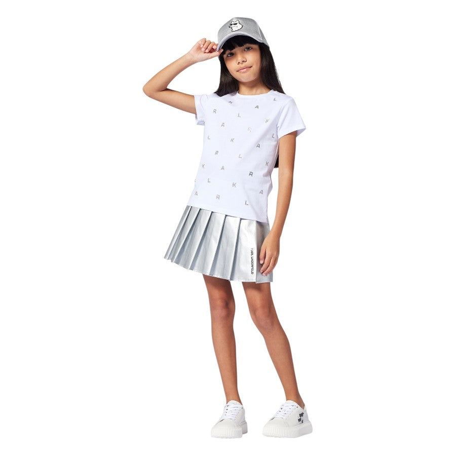 Maxi T-Shirt KARL LAGERFELD Bambina-Ragazza Bianco loghi strass – Z30571