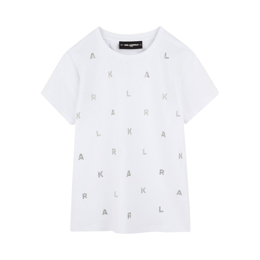 Maxi T-Shirt KARL LAGERFELD Bambina-Ragazza Bianco loghi strass – Z30571