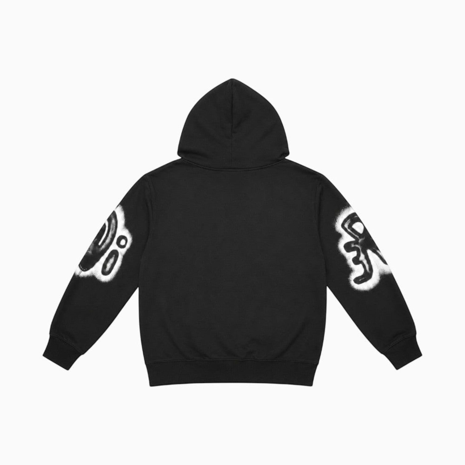 Selva Kids Altamura Disclaimer black hoodie with white graffiti-style graphics on the sleeves and back